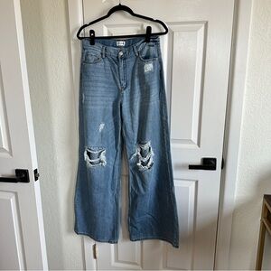 Distressed Wide Leg Jeans